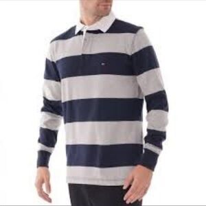Eden Park Team Mens Blue Pink 100% Cotton Long Sleeve Polo Shirt Size XL